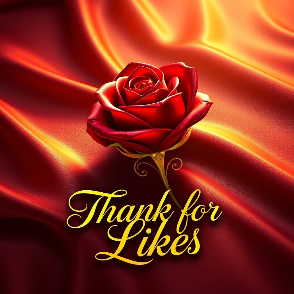 Luxurious Red Rose Logo in Golden Script with Silk Cloth and...