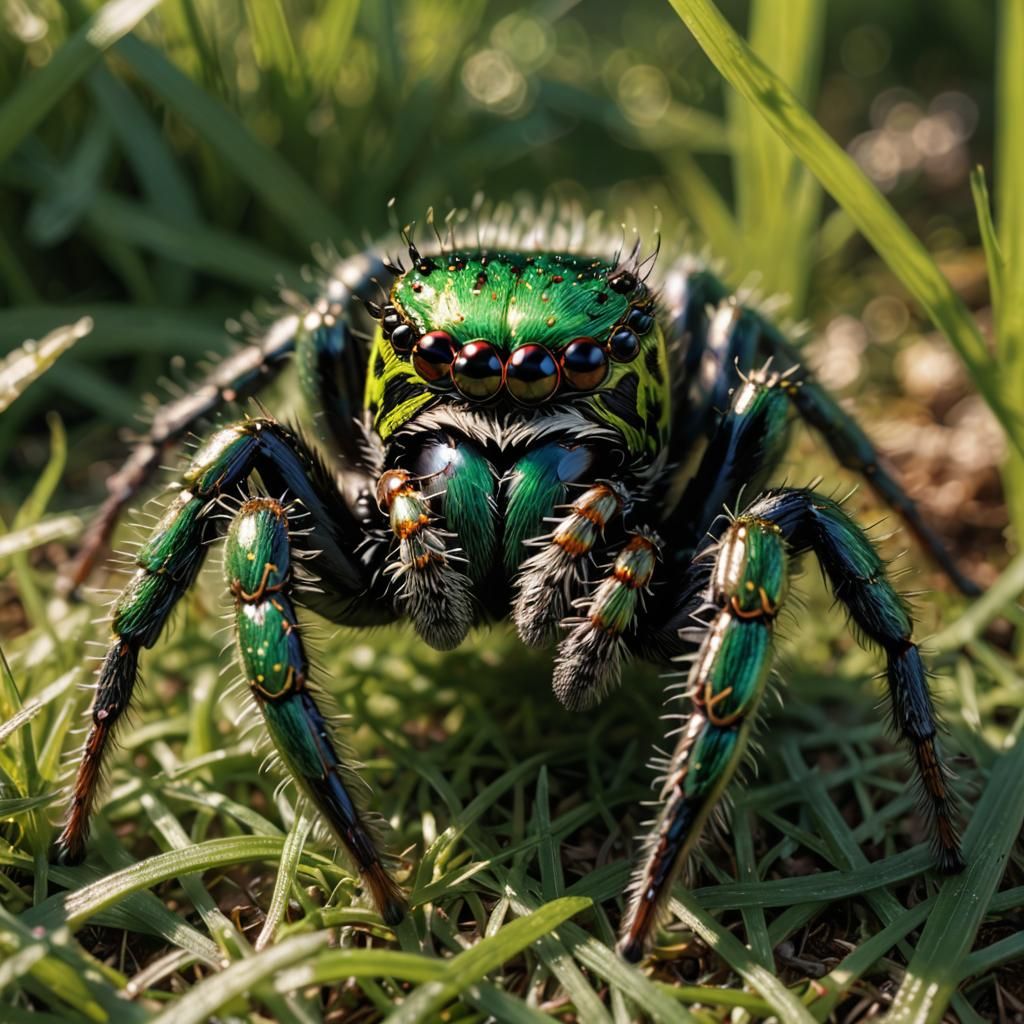 Colorful Jumping Spider in Sunlight: Hyperrealistic Concept ...