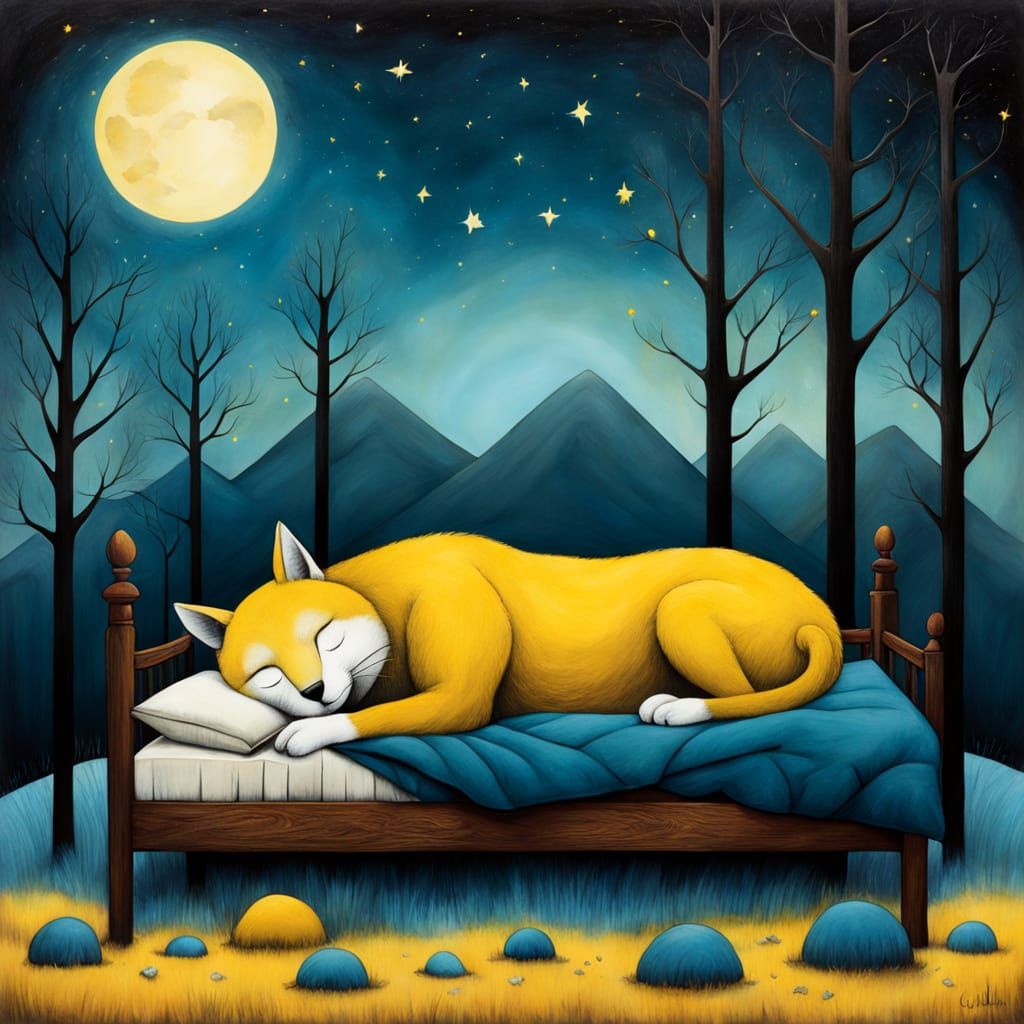 Surreal Dreamscapes in Vibrant Blues and Yellows