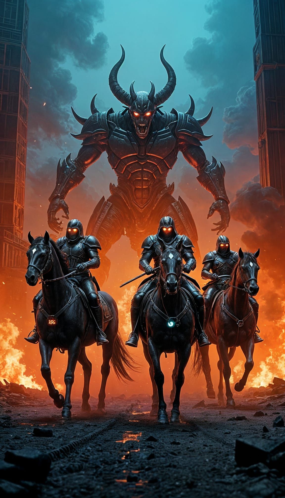 Apocalyptic Horsemen Fight Demon Boss in Underworld