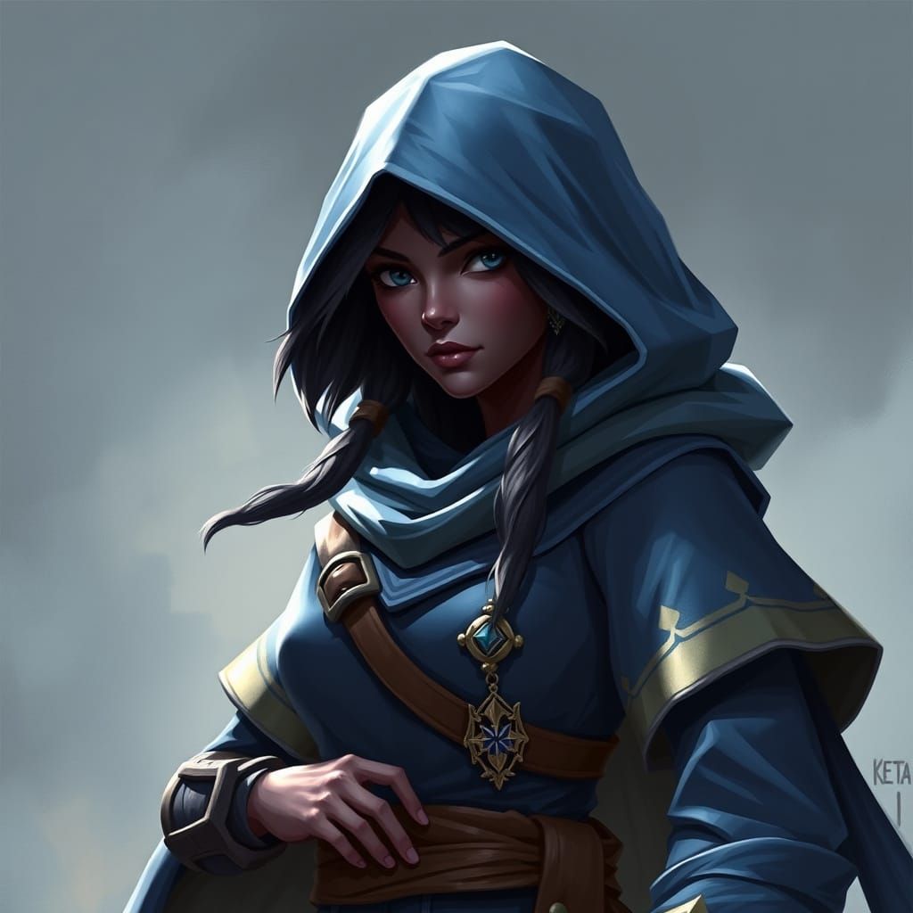 Ethereal Dark Goddess in Midnight Blue Regalia