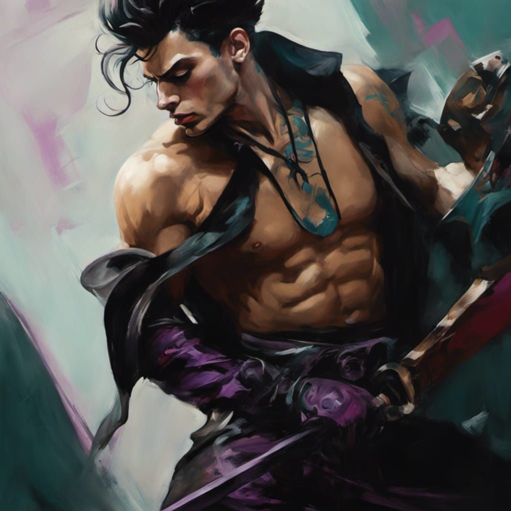 Gothic Warrior in Acrylic Graffiti Art Style