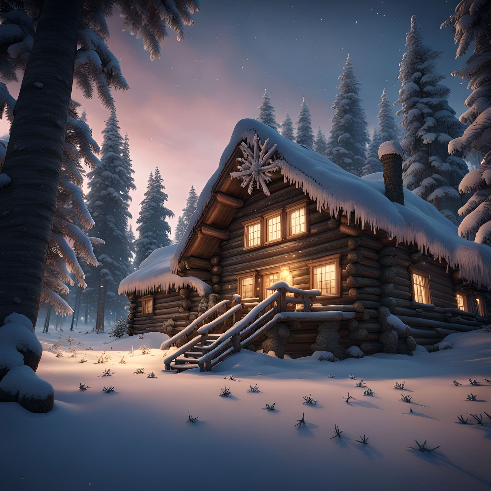 Twilight Cabin in Finnish Forest: Fantasy Concept Art