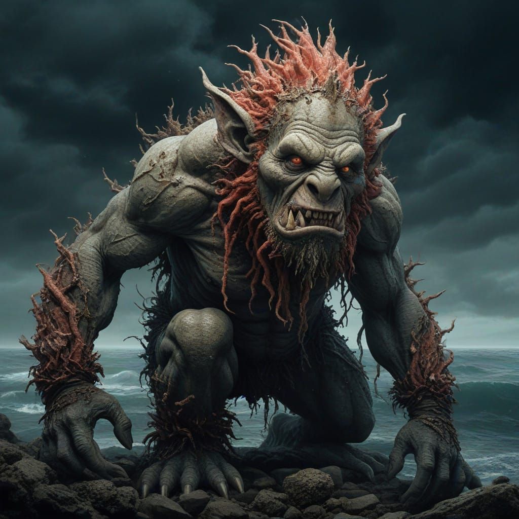 Grotesque Ocean Troll in Dark Fantasy Art