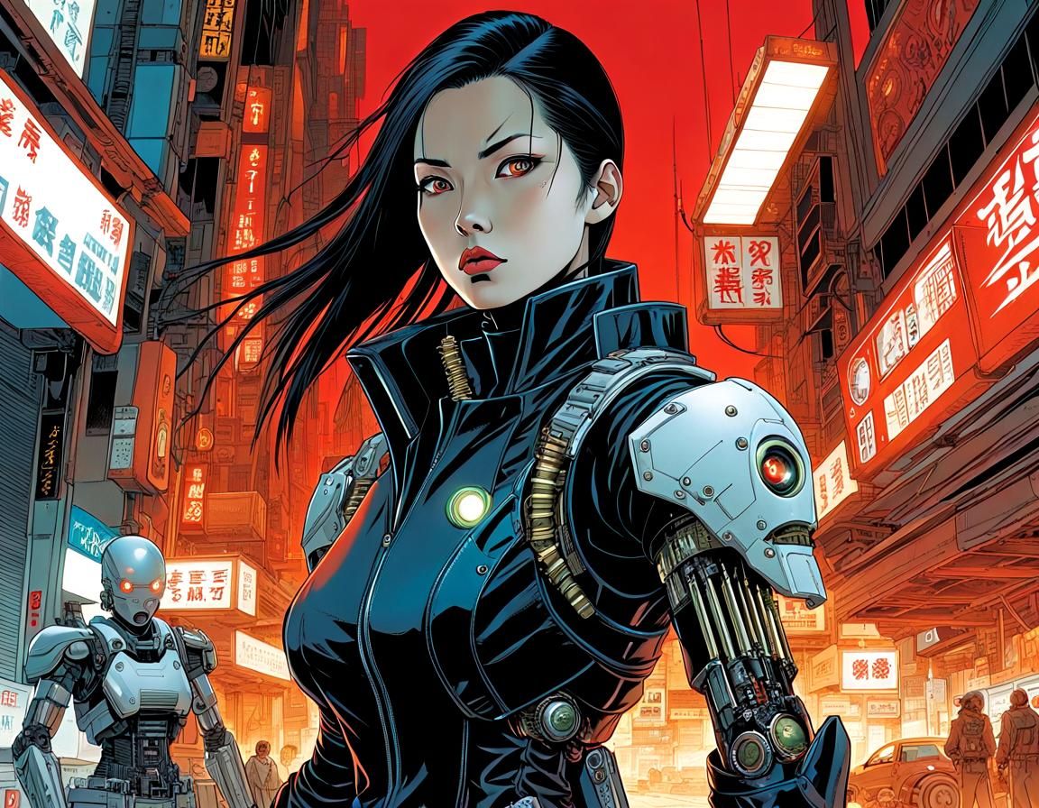 Cyberpunk Cyborg Bounty Hunter Portrait