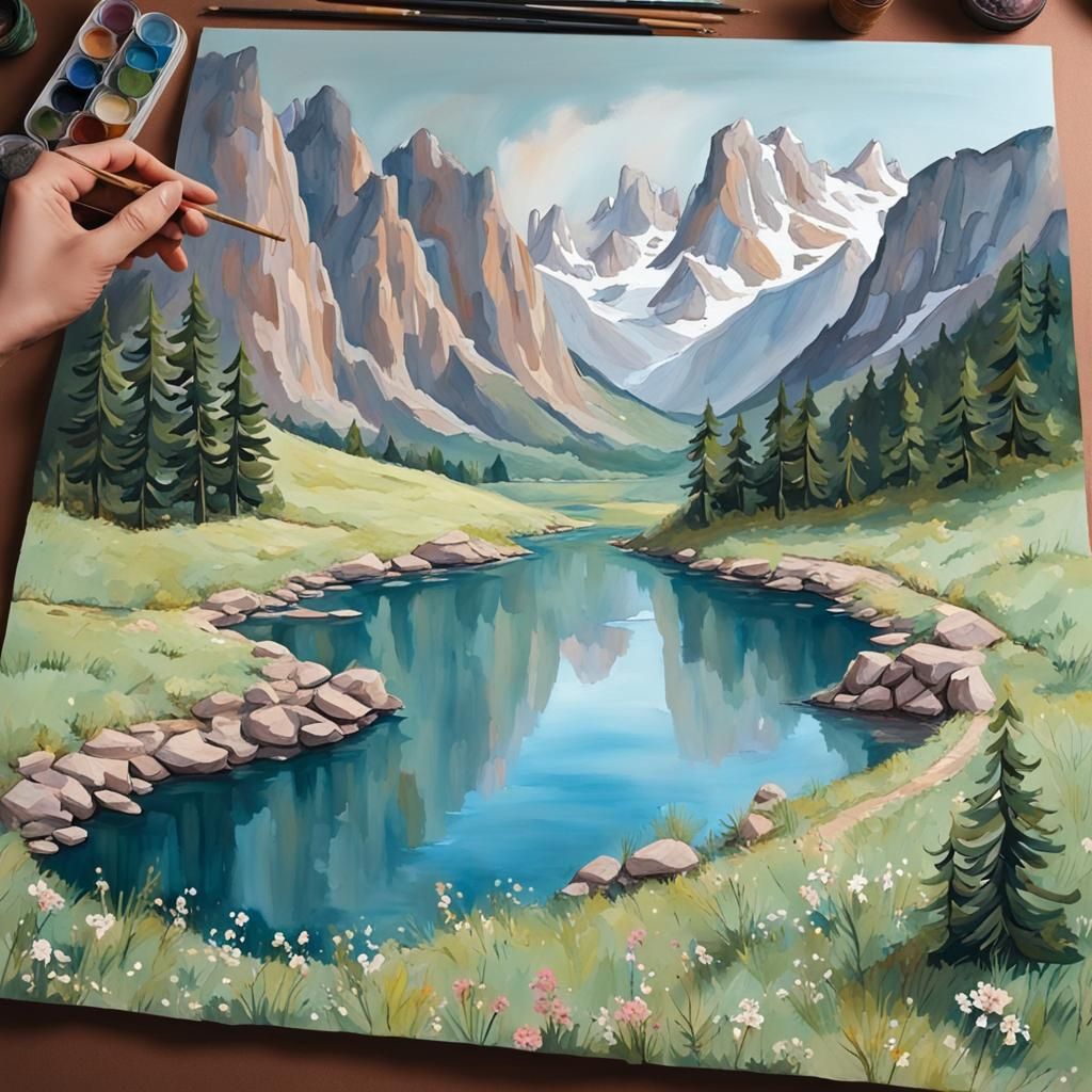 Detailed Gouache Painting Inspired by Limerick