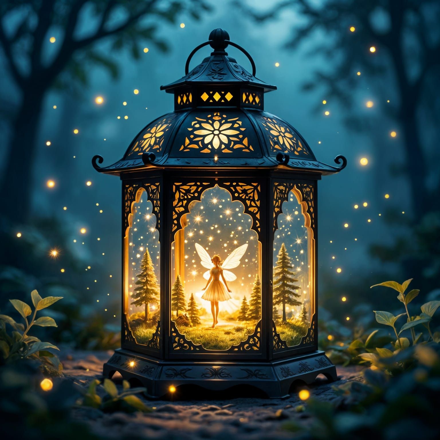 Gorgeous Lantern with Miniature Fairy World Inside