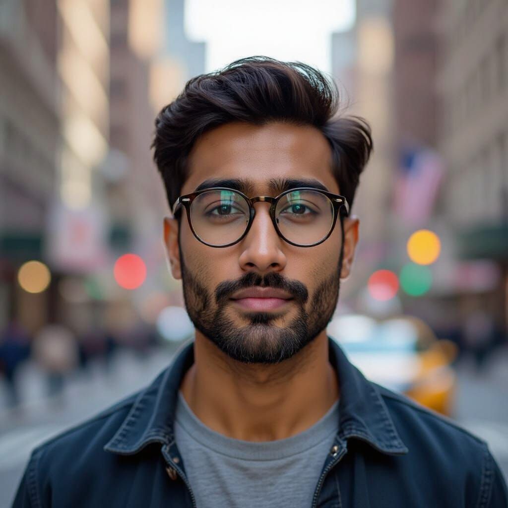 Handsome Indian Man on NYC Street in Editorial Style