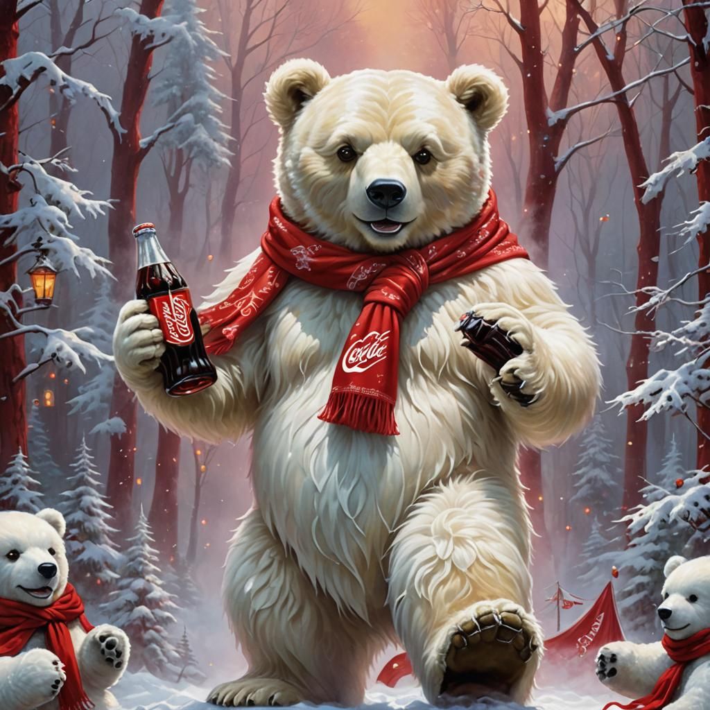 Giant Coca-Cola Gummy Bear in Ethereal Fantasy Style