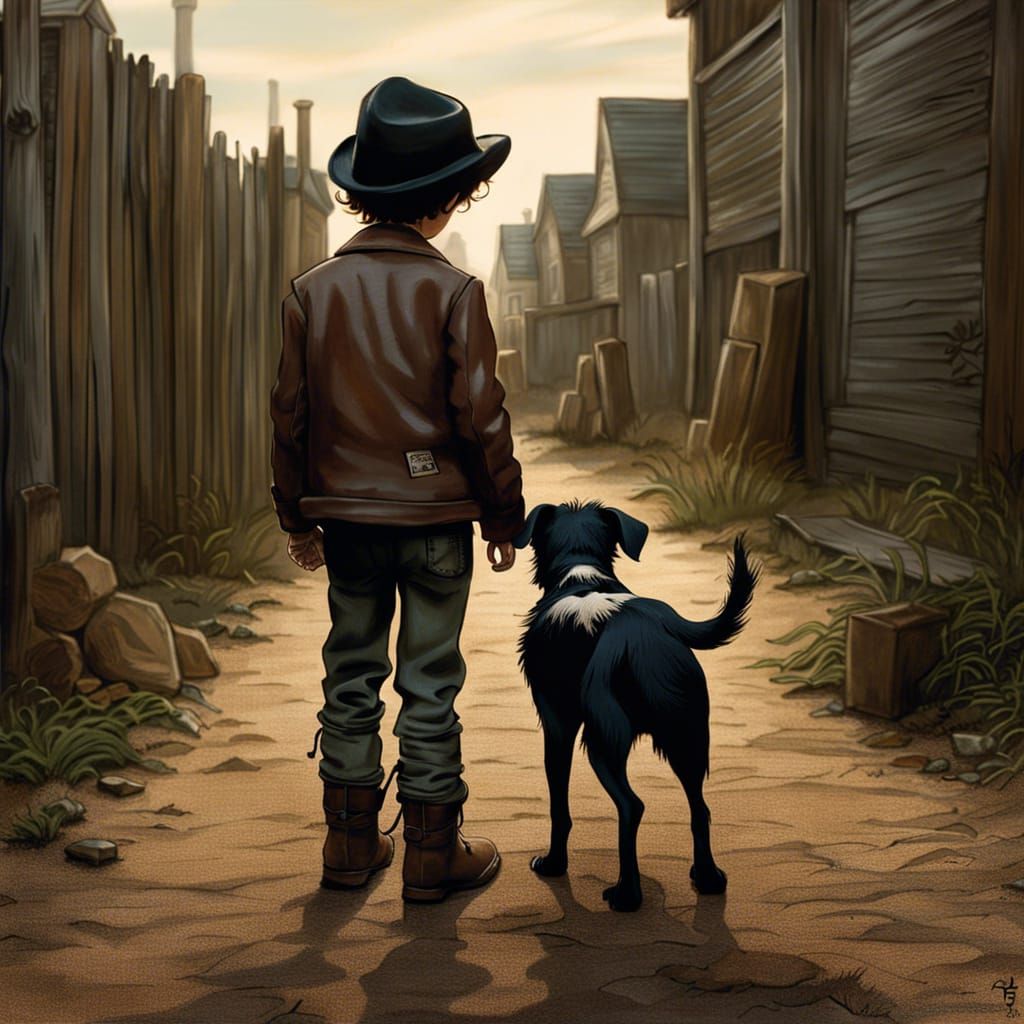 Boy and Dog in Photorealistic Style