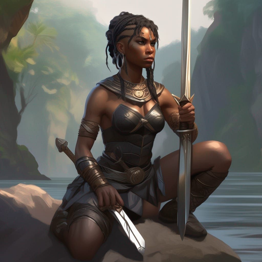 Amazonian Warrior Portrait in Hyperdetailed Style