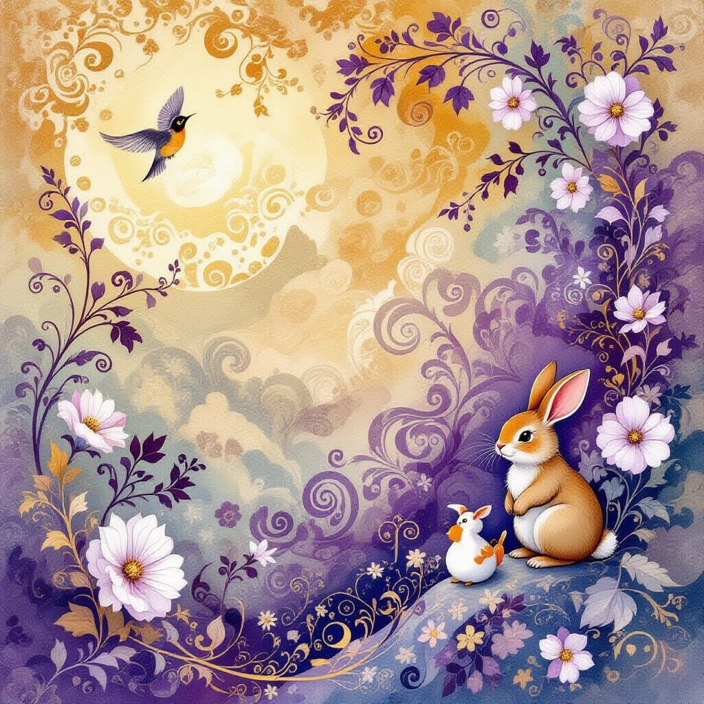 Ethereal Florals and Creatures in Watercolor Style