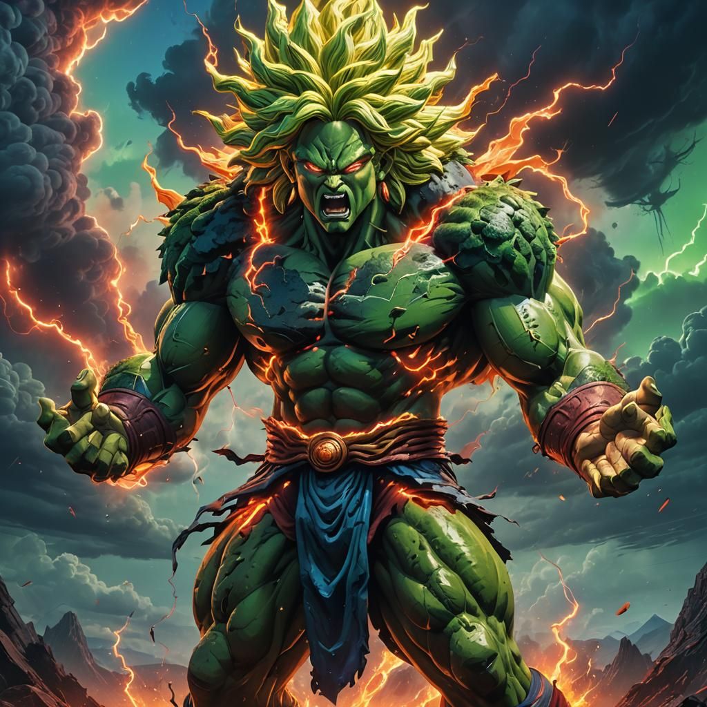 Giant Broly Unleashing Maximum Power in Epic Fantasy