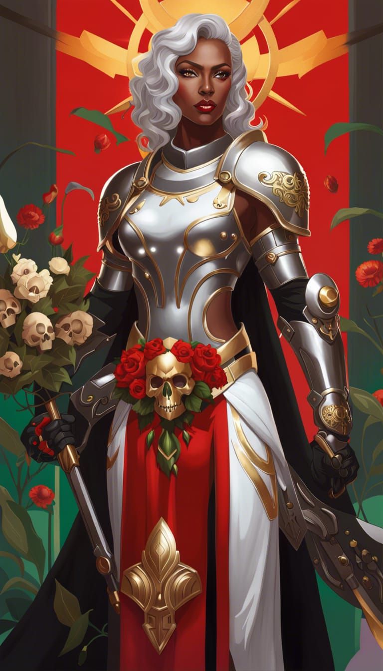 Woman in Sci-Fi Armor with Halo, Aetherpunk Art