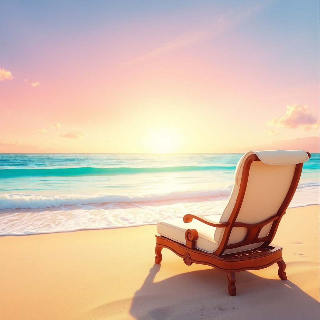 Beach at Dawn in Impressionist Style