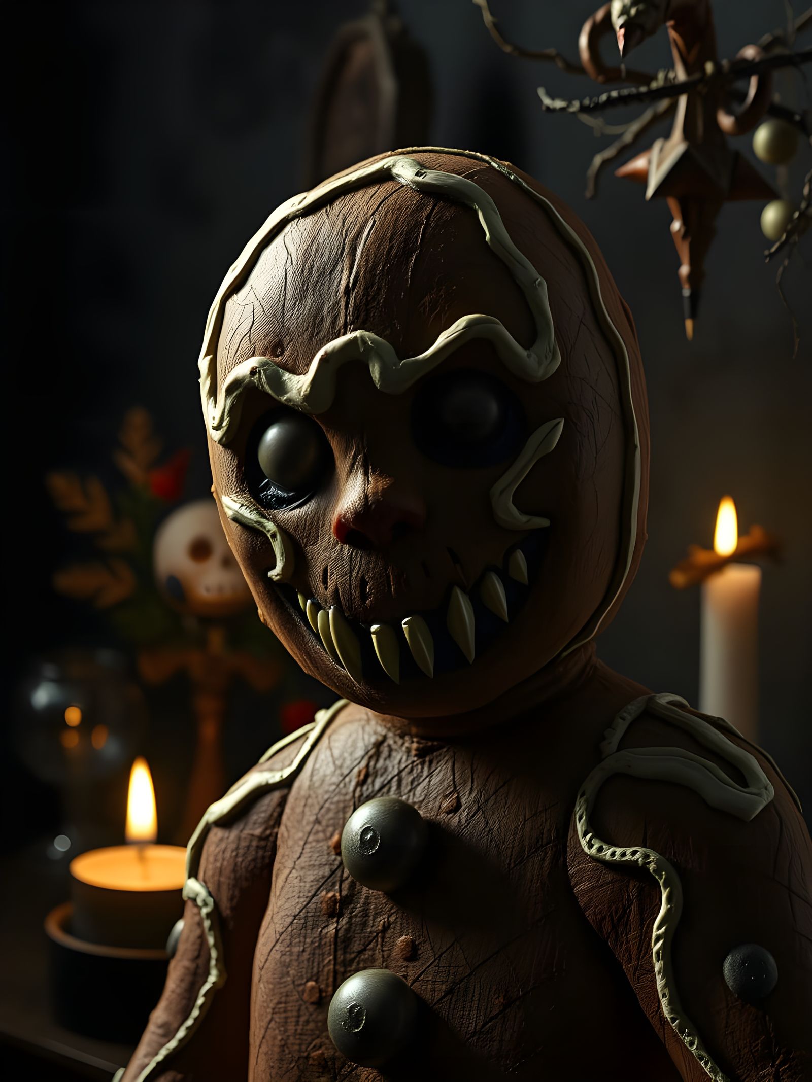 Spooky Christmas Gingerbread Figure in Chiaroscuro