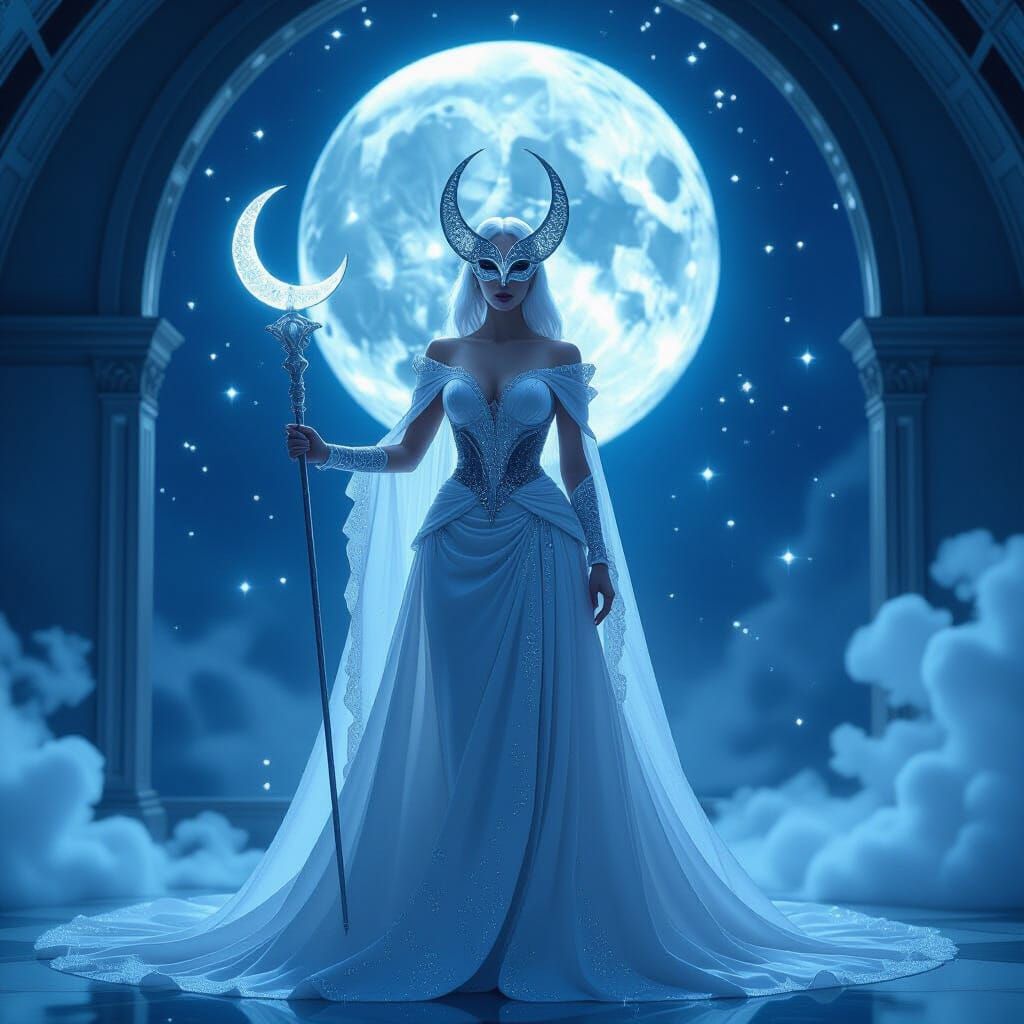 Victorian Moon Goddess in Celestial Ballroom