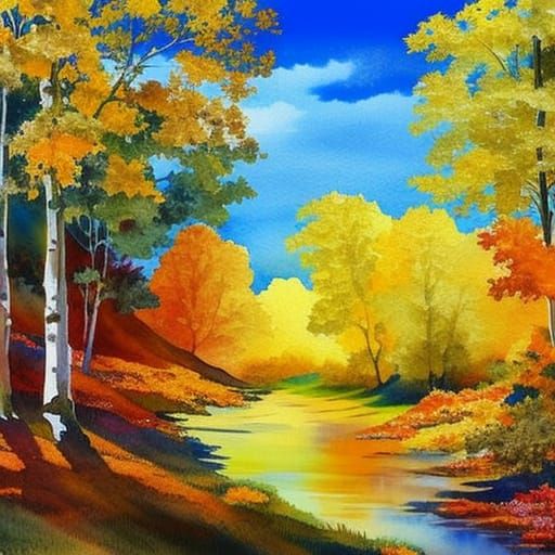 Autumn Forest and River