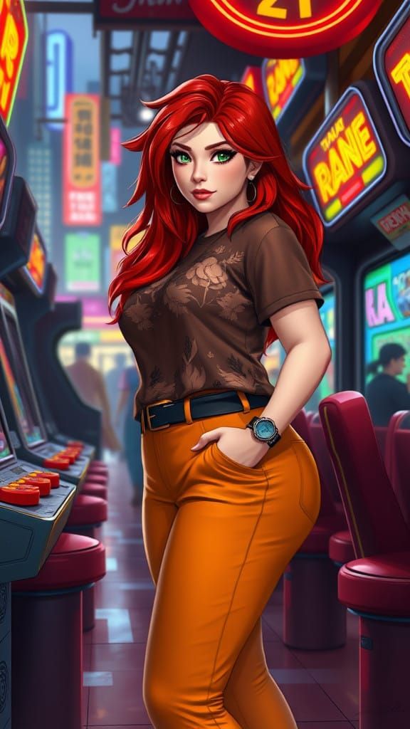 Vibrant Fantasy Realism Portrait of a Redheaded Gamer