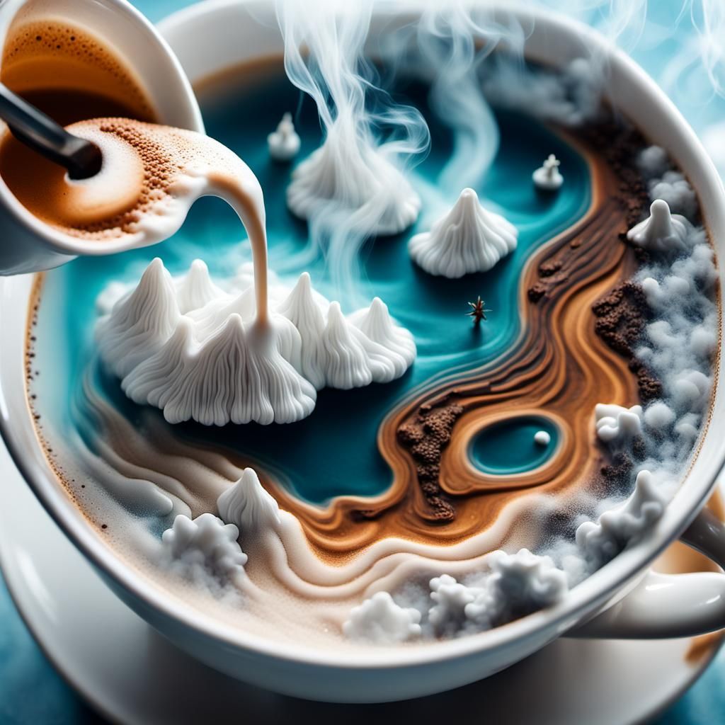 Things Made of Smoke ( small landscape of smoke in a cup of Latte 2 )