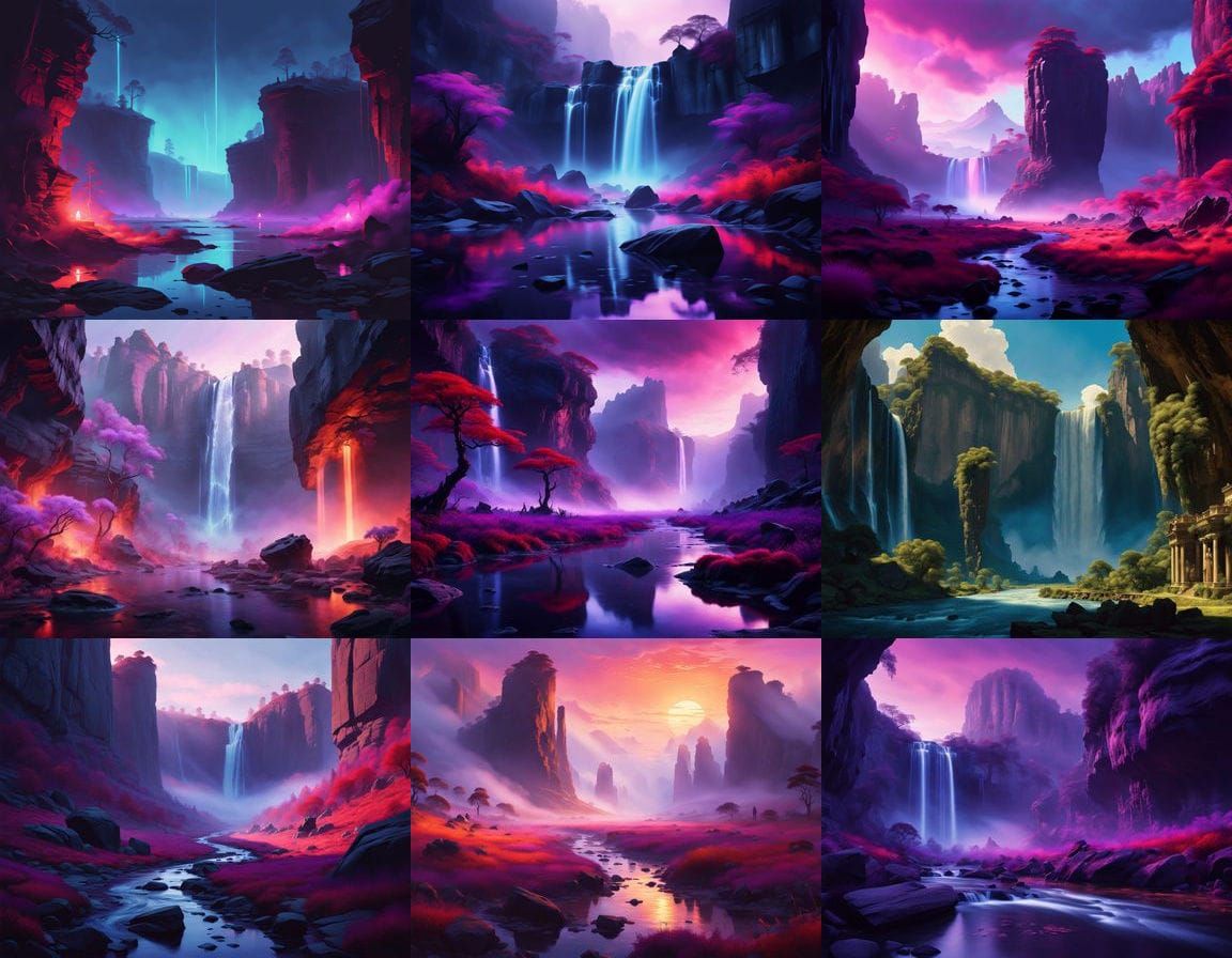 Mystical Landscape in Ethereal Bioluminescent Light