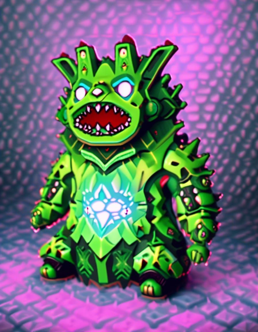 Robotic Bear-Dog in Volcanic Jungle, Hyperrealistic Art