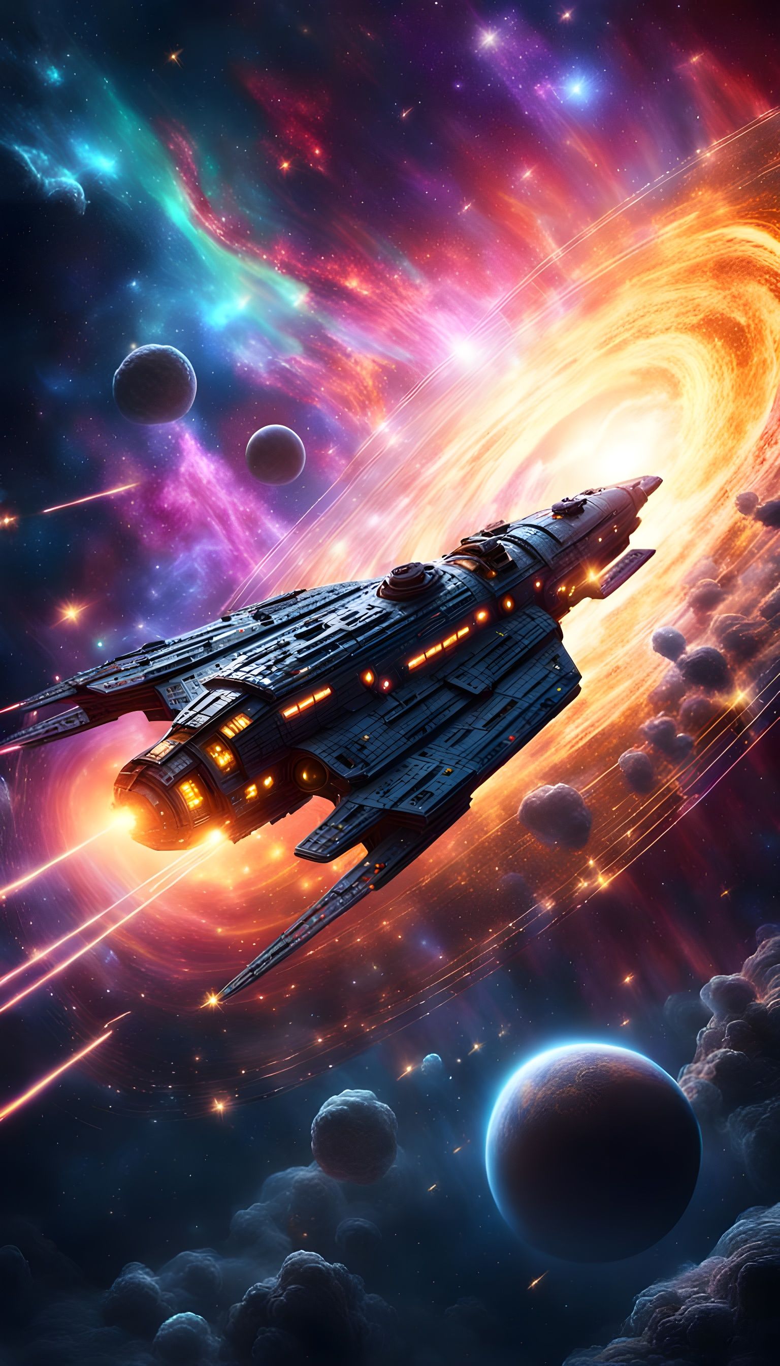 Futuristic Spacecraft in Big Bang, Fantasy Concept Art