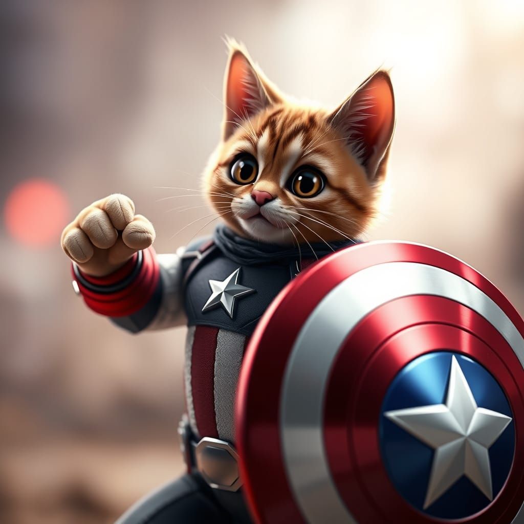 Heroic Feline Captain America