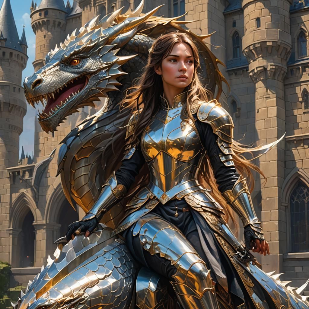 Dragon and Rider Portrait in Oil Painting Style