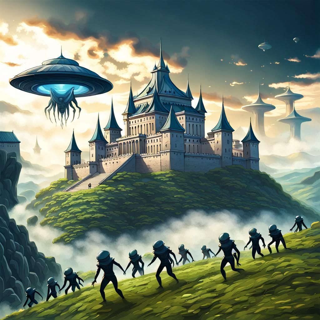 Alien Invasion of Royal Palace on Hill