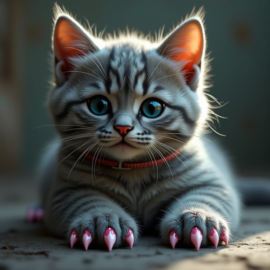 Majestic Maine Coon Kitten with Sapphire Eyes in Fantasy Sty...