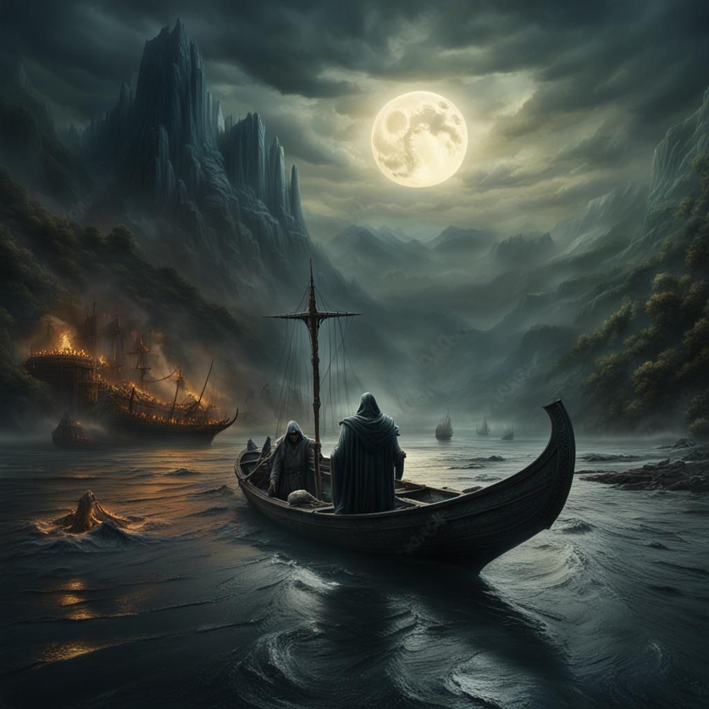 Charon Crossing the River Styx: Digital Matte Painting