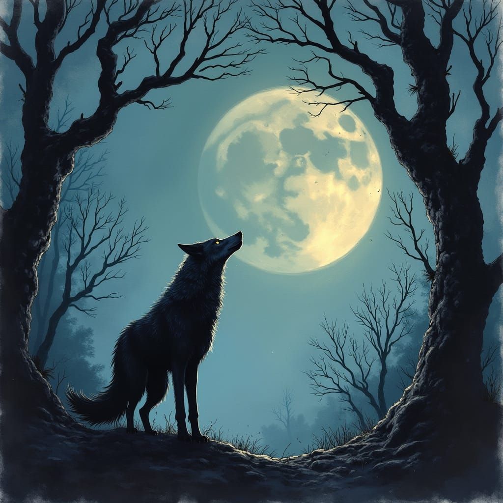 Ethereal Lone Wolf in Dark Fantasy Style
