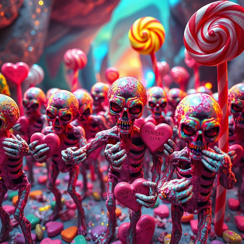 Sugar-Coated Zombie Herd Carries Candy Conversation Hearts i...