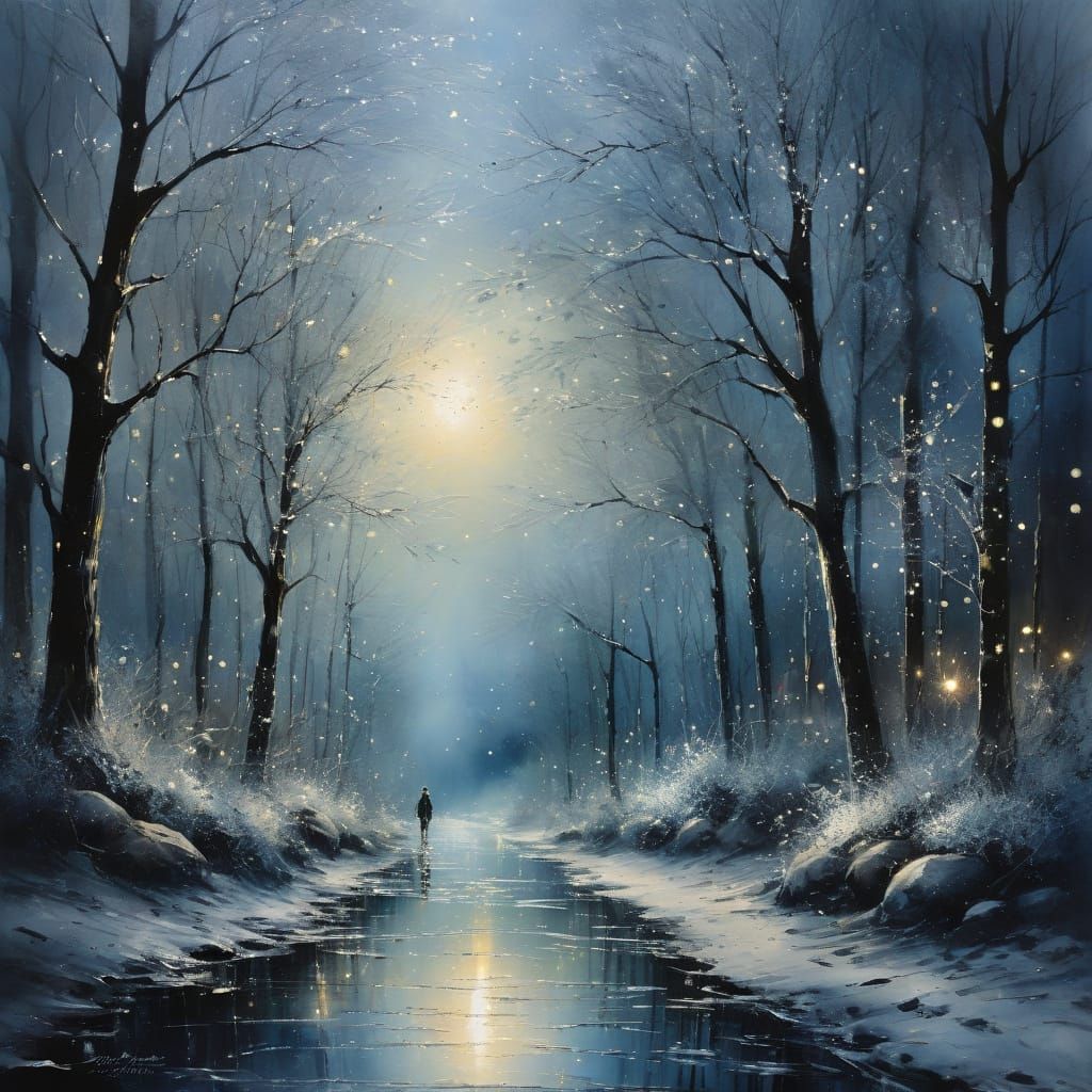 A Dreamlike Figure in Sparkling Starlight