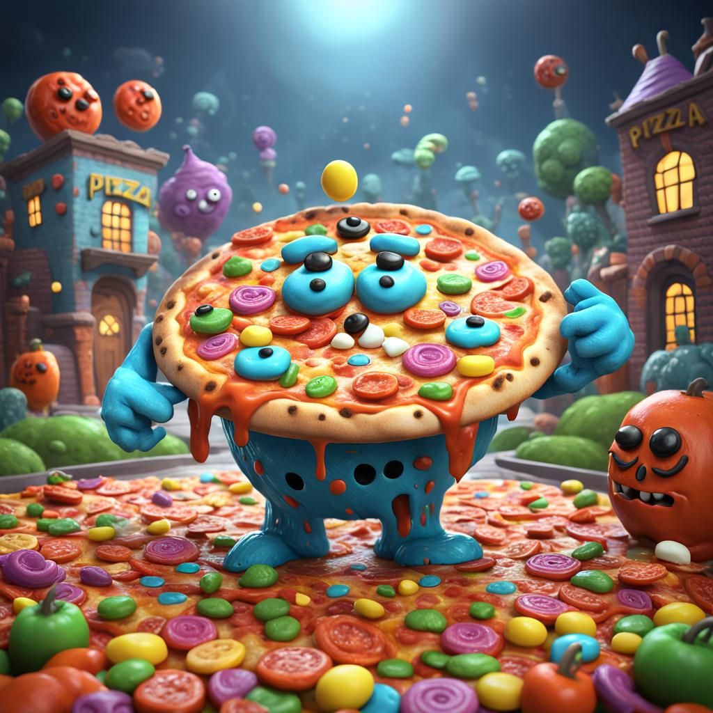 Mr. Pizza in Lowbrow Surrealist Style