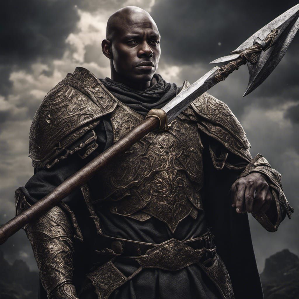 Hyperrealistic Portrait of a Nature Paladin with Halberd