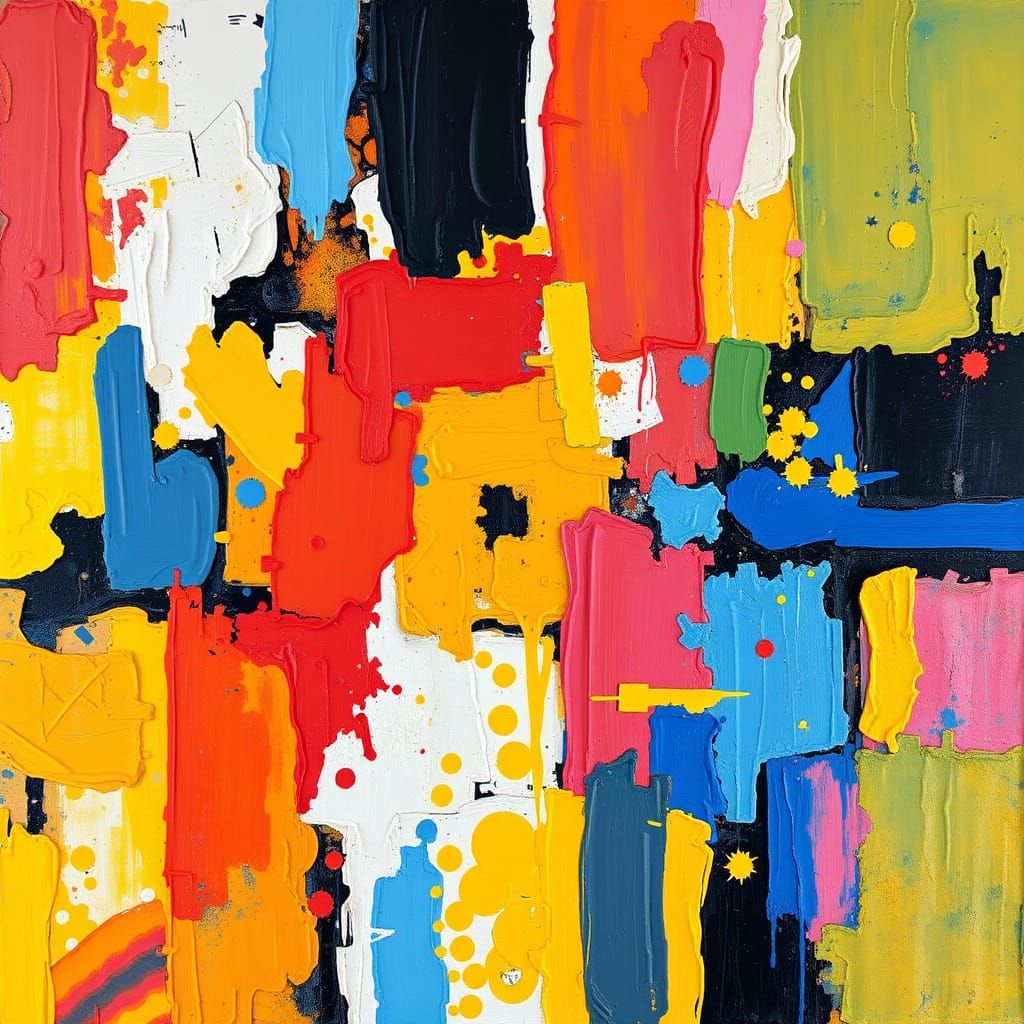 Vibrant Abstract Art with Intricate Details and Expressive B...