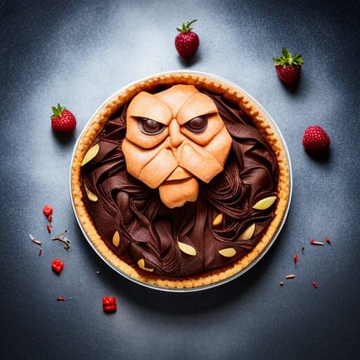 Steaming Monster Pie with Chocolate in Origami Style