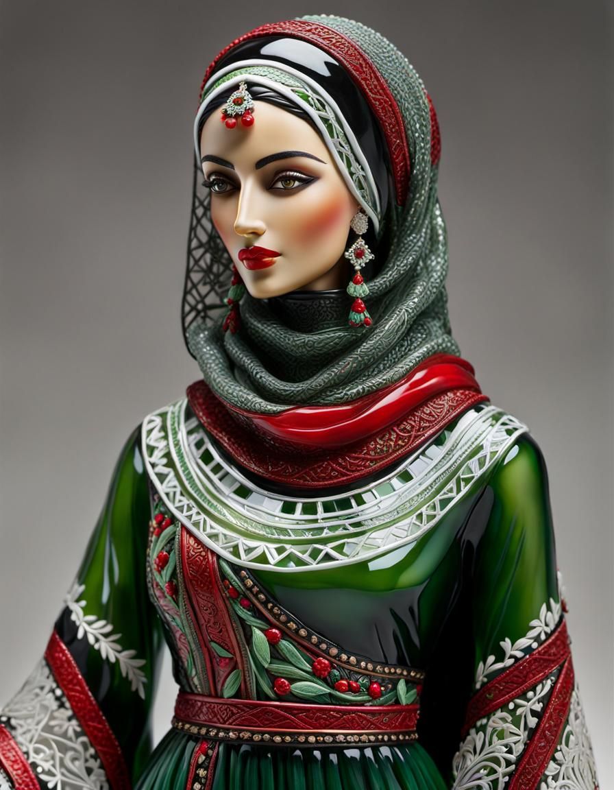 Glass Sculpture of a Proud Palestinian Woman