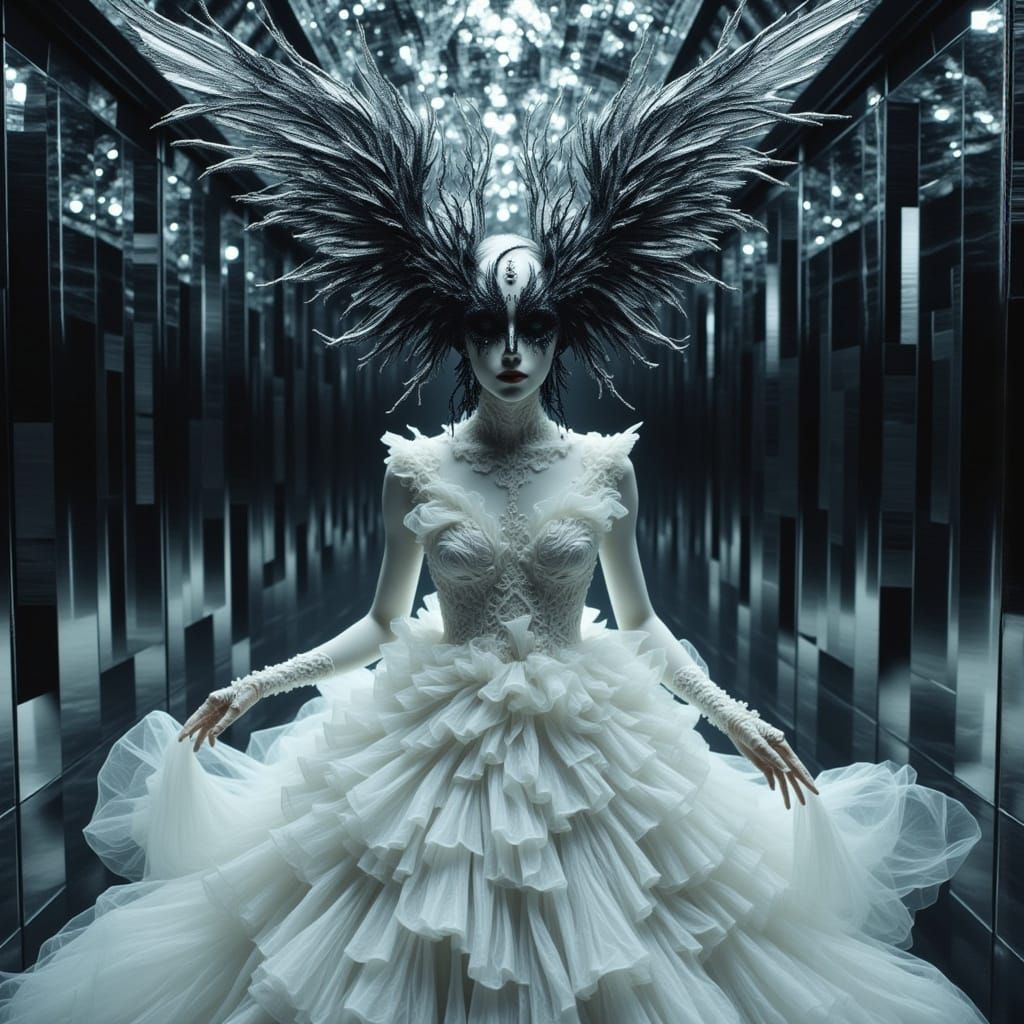 Enigmatic Mirror Queen in Fractured Reality