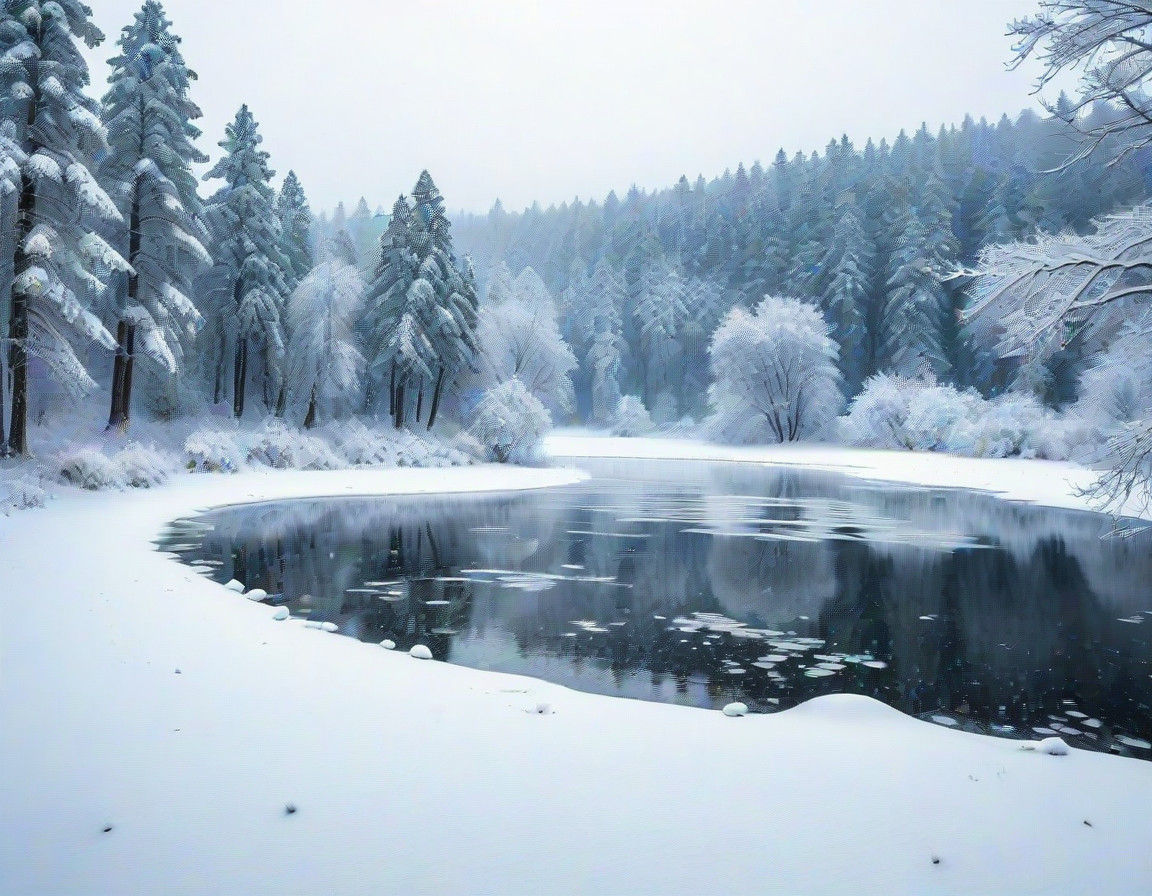 Snowy Winter Landscape in Serene Ambiance