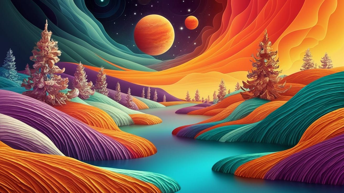 Surreal Cosmic Dreamscape in Vibrant Colors