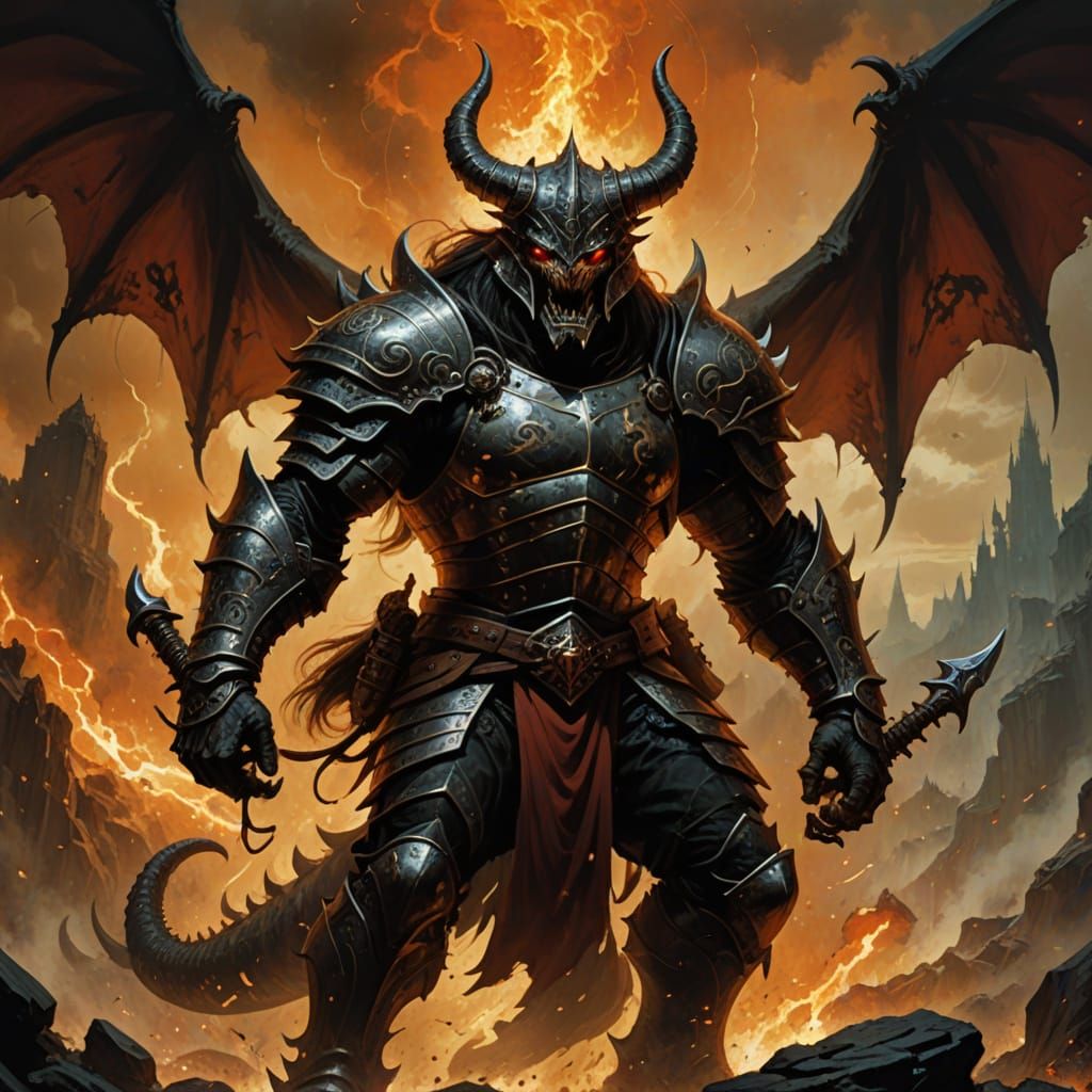 Knight Versus Dragon in Frank Frazetta Style