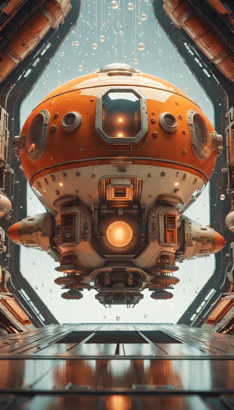 Retro Spaceship in Seventies Sci-Fi Style