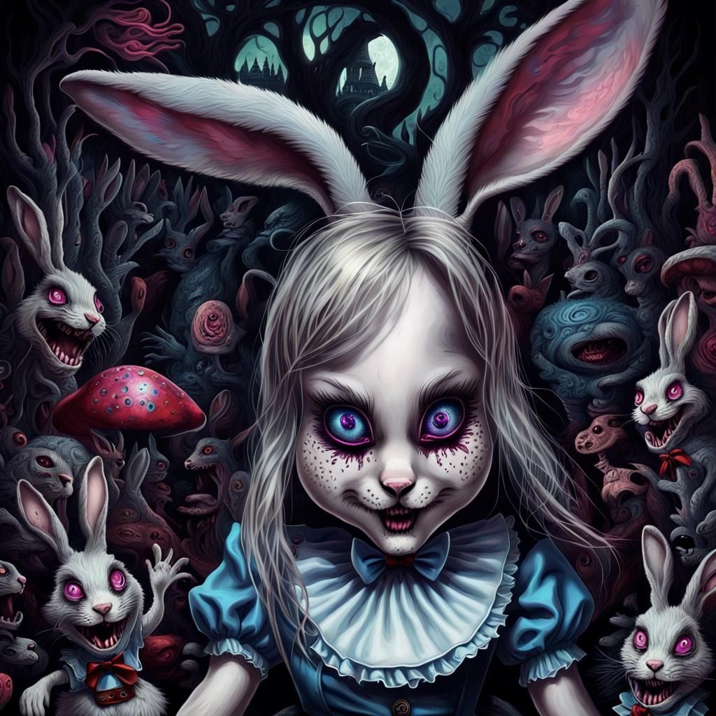 Dark Fantasy Horror Rabbit in Wonderland