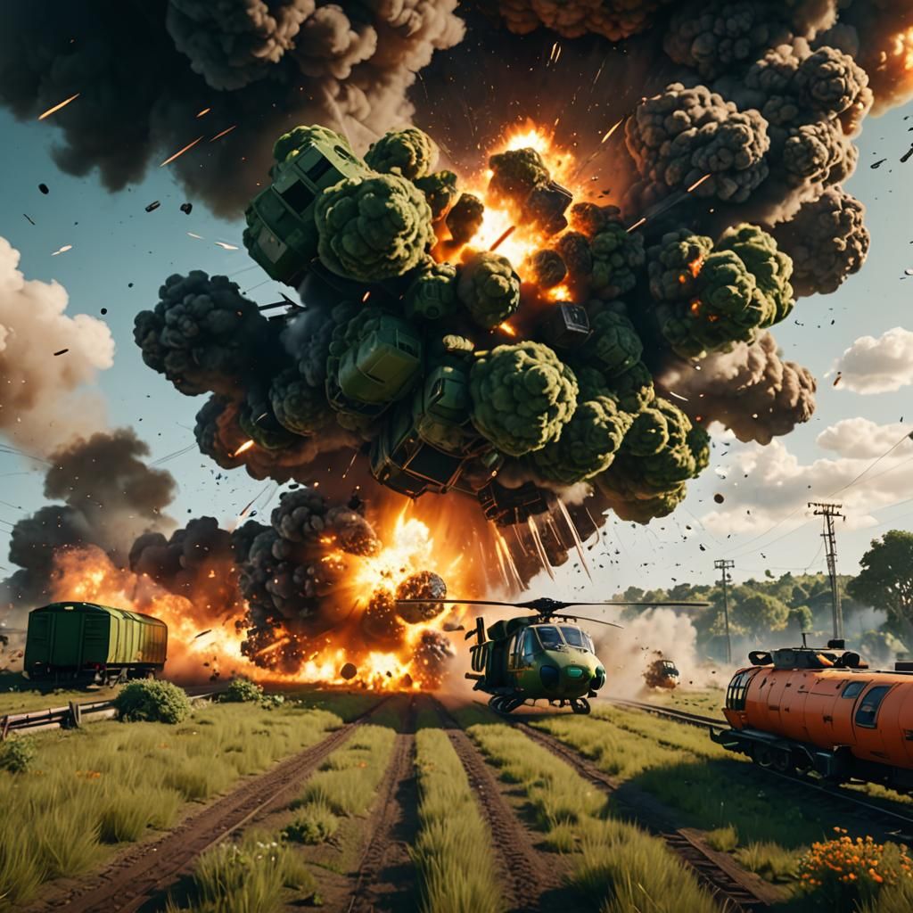 Explosive Train Ambush: 3D Game Cinematic