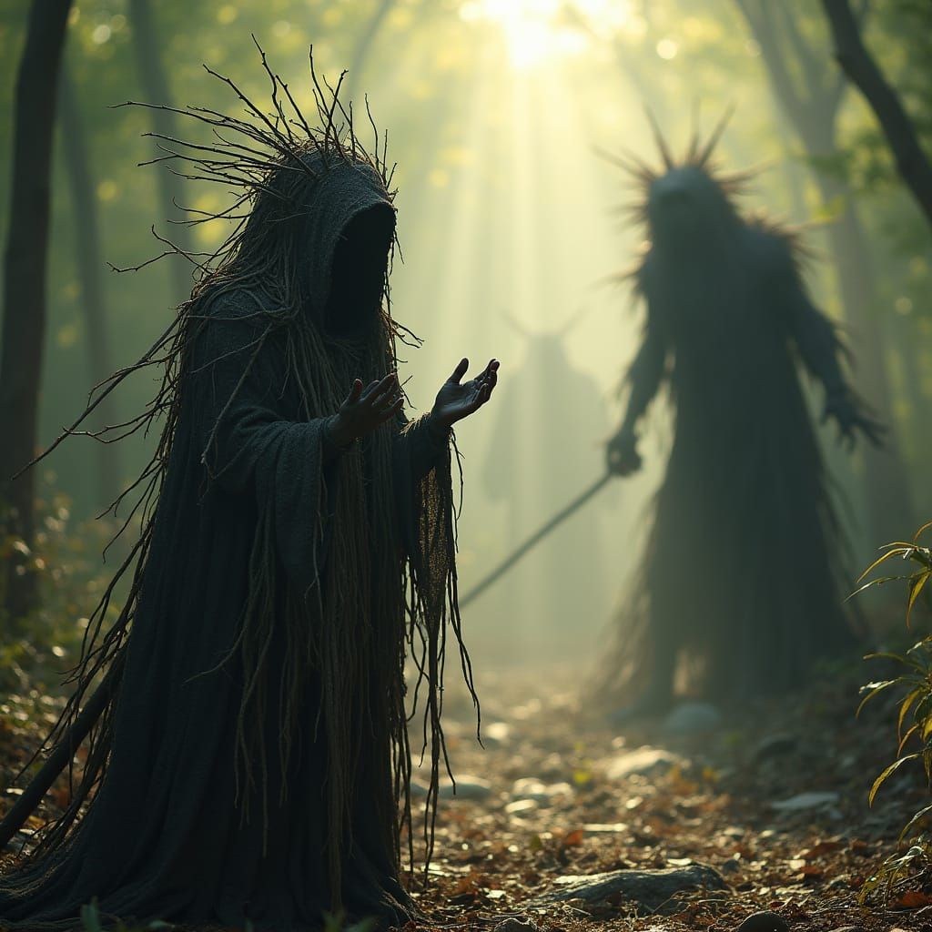 Ethereal Apparition Praising Shiva in Ominous Setting