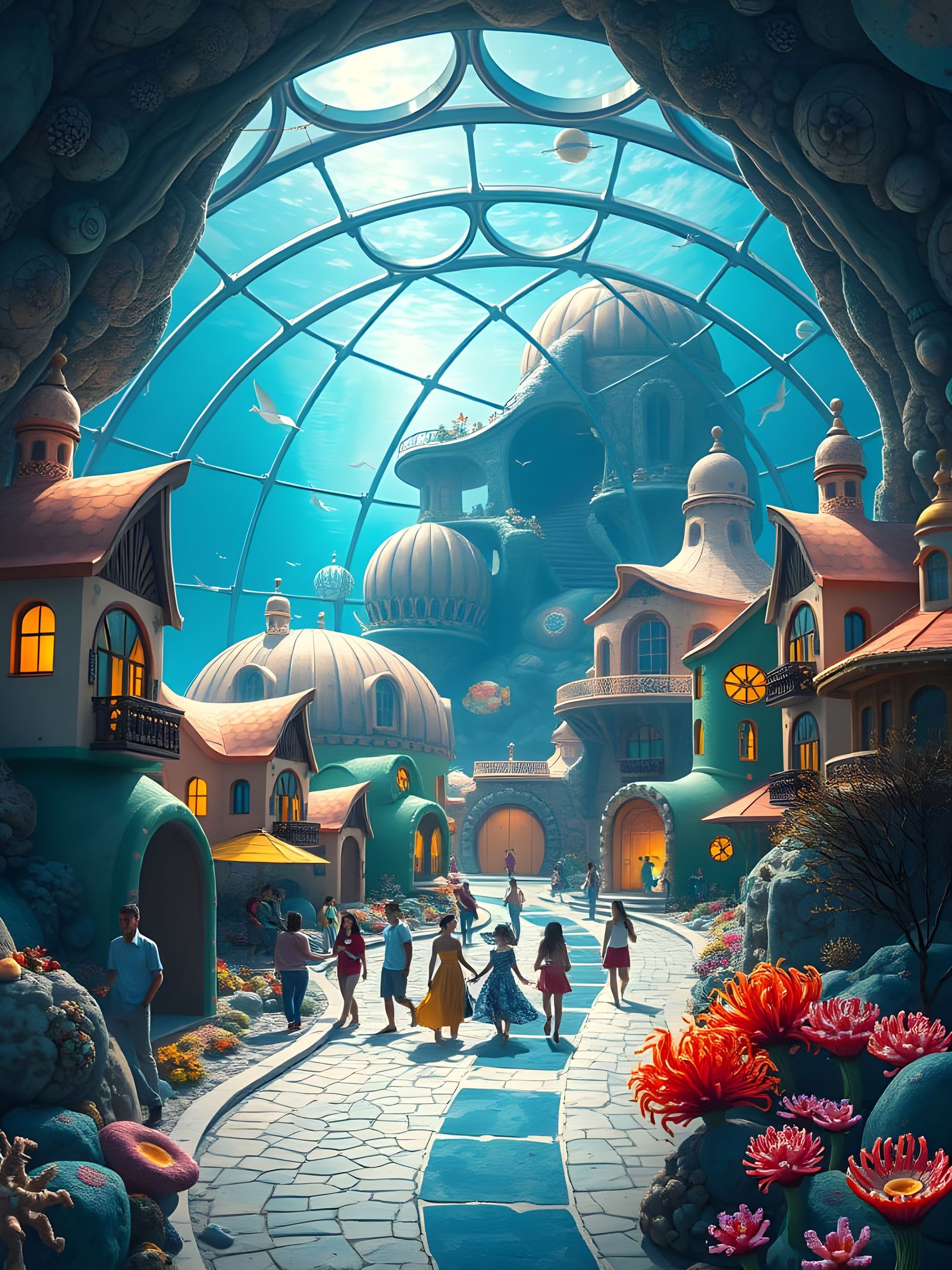 Futuristic Underwater Village Inspired by Organic Architectu...
