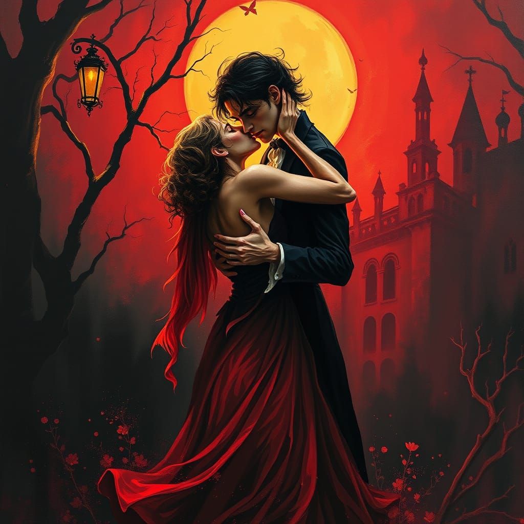 Ethereal Gothic Vampires in a Romantic Dance